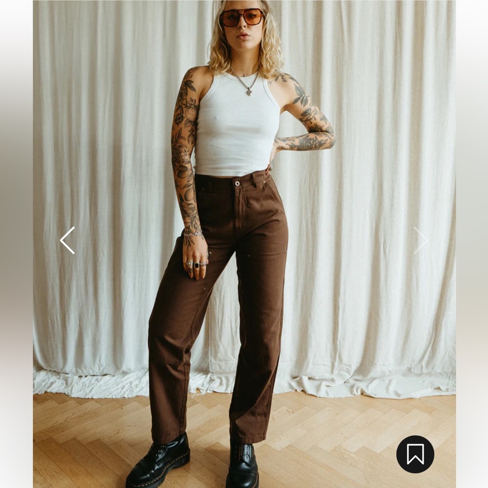 Straight Leg High-Rise Pants in Brown